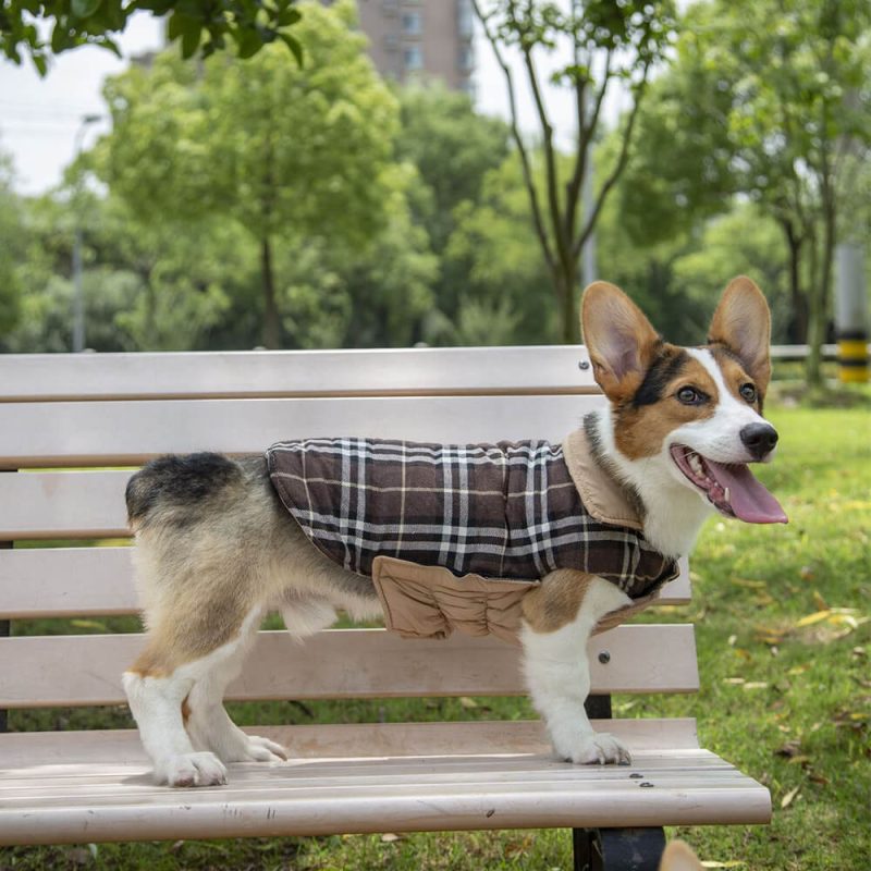 FUNNYFUZZYUltra WarmPlaidTurtleneckSkin FriendlyVelcroDogJacket 1