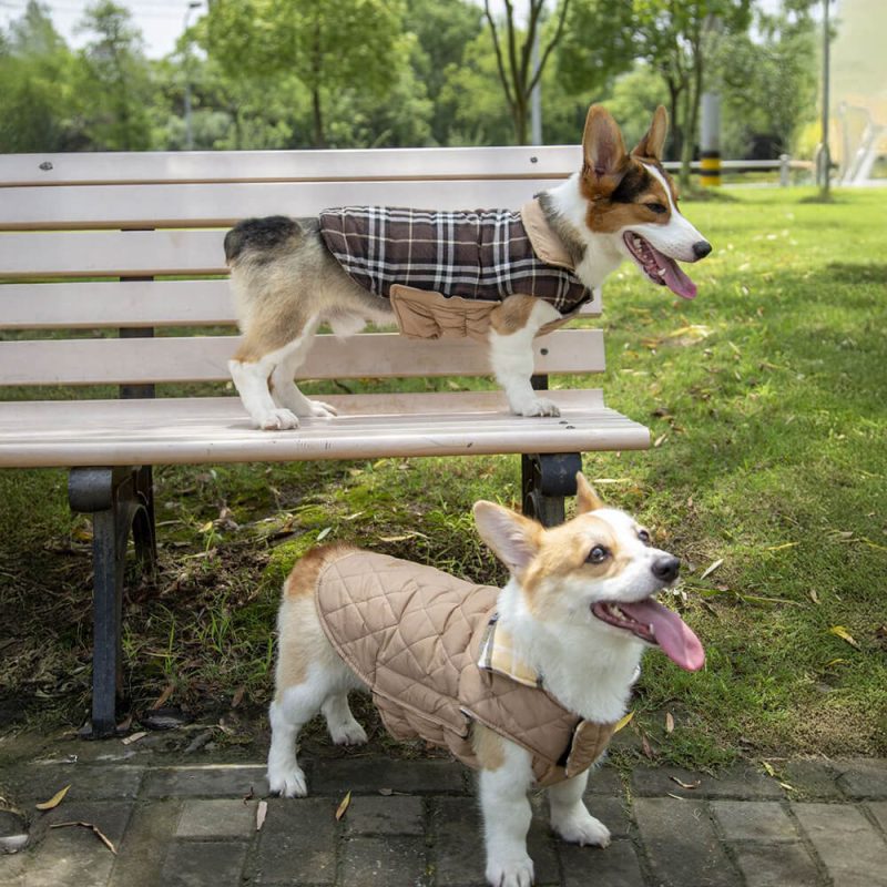 FUNNYFUZZYUltra WarmPlaidTurtleneckSkin FriendlyVelcroDogJacket 4