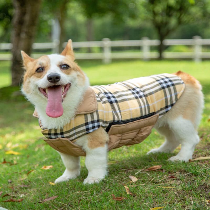 FUNNYFUZZYUltra WarmPlaidTurtleneckSkin FriendlyVelcroDogJacket 5