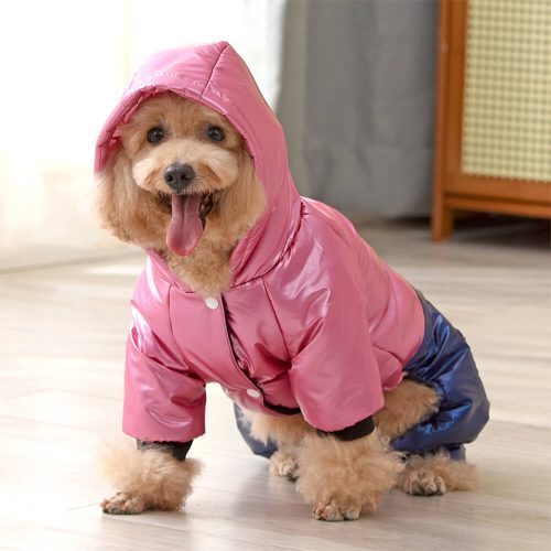 FUNNYFUZZYWaterproofWindproofWarmDogHoodedCoatwithSnapClosure 3