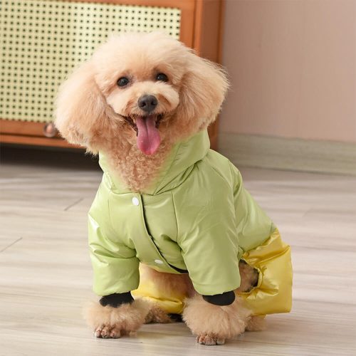 FUNNYFUZZYWaterproofWindproofWarmDogHoodedCoatwithSnapClosure 5