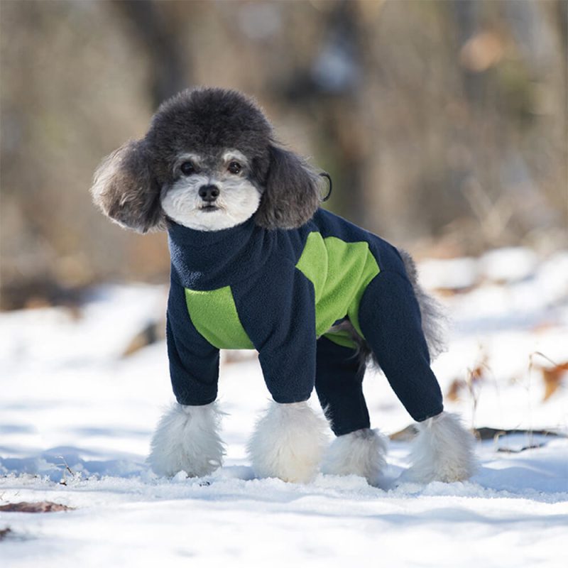 FUNNYFUZZYWindproofPolarFleeceFull BodyWarmthTurtleneckDogJumpsuit 4