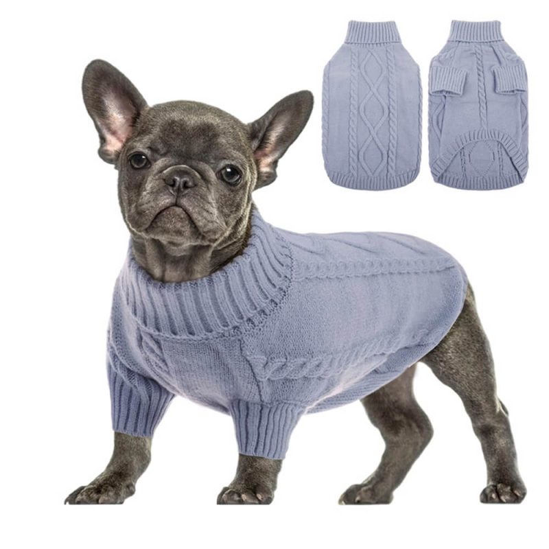 FUNNYFUZZY Chunky Knit Turtleneck Dog Sweater Classic and Cozy 1