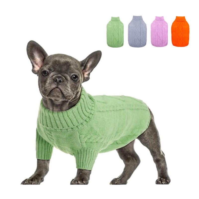 FUNNYFUZZY Chunky Knit Turtleneck Dog Sweater Classic and Cozy 2