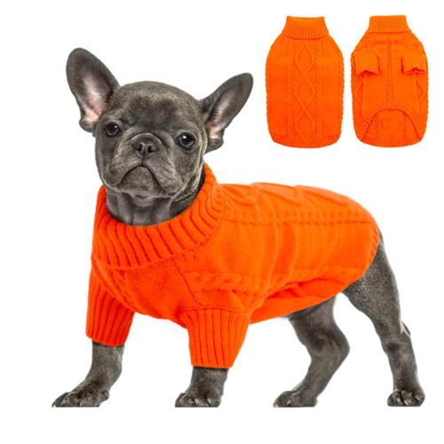 FUNNYFUZZY Chunky Knit Turtleneck Dog Sweater Classic and Cozy 3