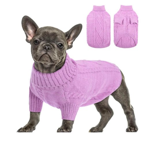 FUNNYFUZZY Chunky Knit Turtleneck Dog Sweater Classic and Cozy 4