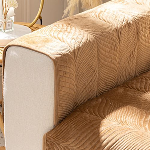 FUNNYFUZZY Leaf Patterned Plush Warm Non Slip Couch Cover 16