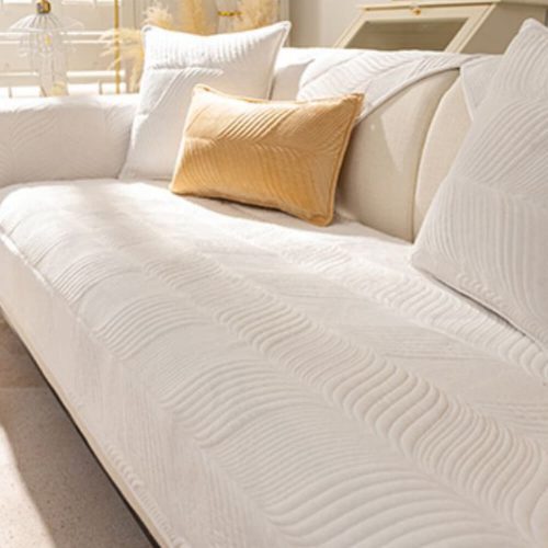 FUNNYFUZZY Leaf Patterned Plush Warm Non Slip Couch Cover 19