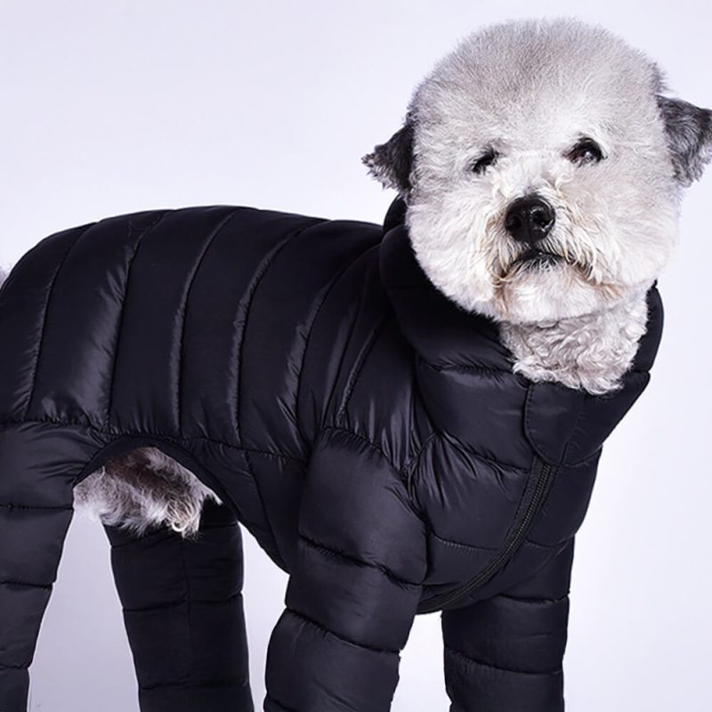 FUNNYFUZZY Lightweight Four Legged Faux Down Warm Dog Coat 2