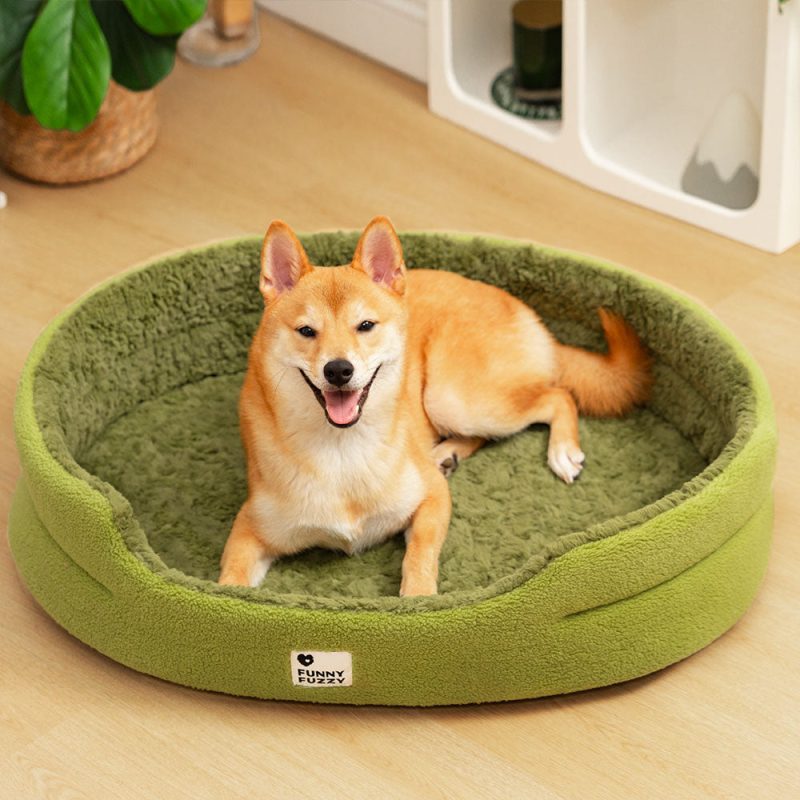 FUNNYFUZZY RoseVelvetMossComfortableDogBed1