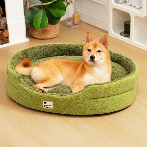 FUNNYFUZZY RoseVelvetMossComfortableDogBed2