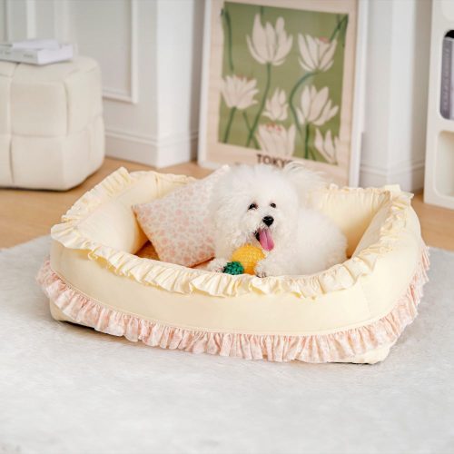 FloralOrthopedicDogBedCalmingPetBedwithPillow Blanket 2