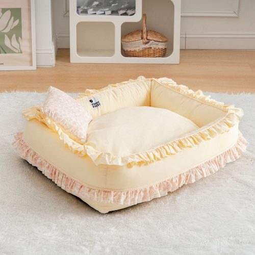 FloralOrthopedicDogBedCalmingPetBedwithPillow Blanket 3