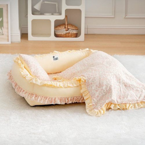 FloralOrthopedicDogBedCalmingPetBedwithPillow Blanket 4