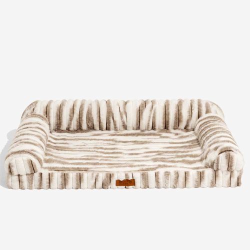 FluffyStripedOrthopedicBolsterDogBed LuxeComfort 4