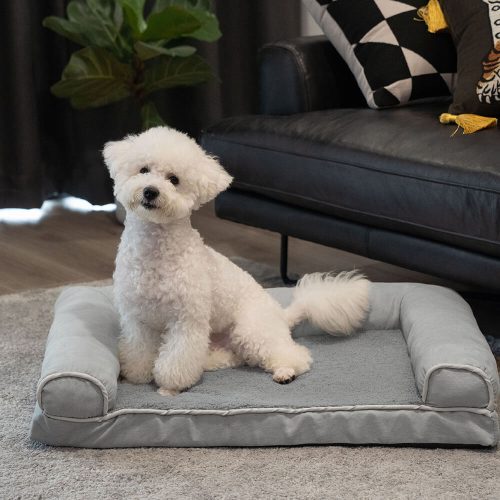 FunnyFUzzy FauxFleeceSuedeFullSupportOrthopedicDogBed3