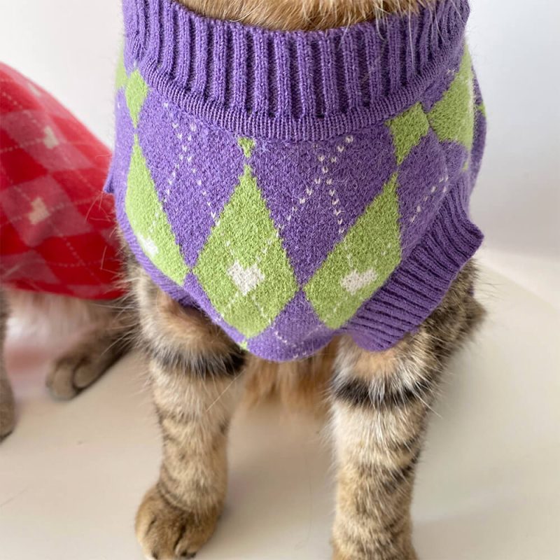 FunnyFuzzyArgyleHeartDogKnitSweaterMatchingPulloverForDogsAndOwner 10