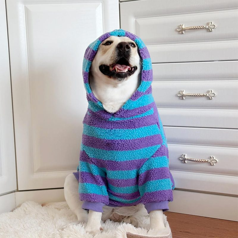 FunnyFuzzyBoldColorStripeWarmBreathableDogHoodie 6