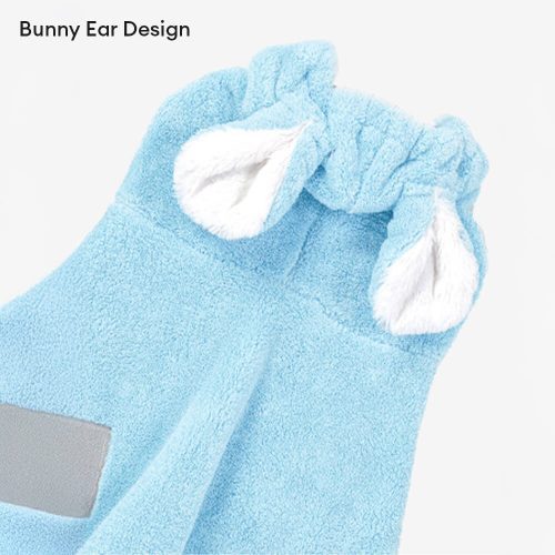 FunnyFuzzyBunnyEarMicrofiberAbsorbentSkin FriendlyVelcroDog CatHoodieBathrobe 4