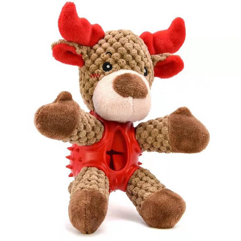 FunnyFuzzyChristmasDollRubberSlowFeedingSqueakerInteractiveDogToy 8