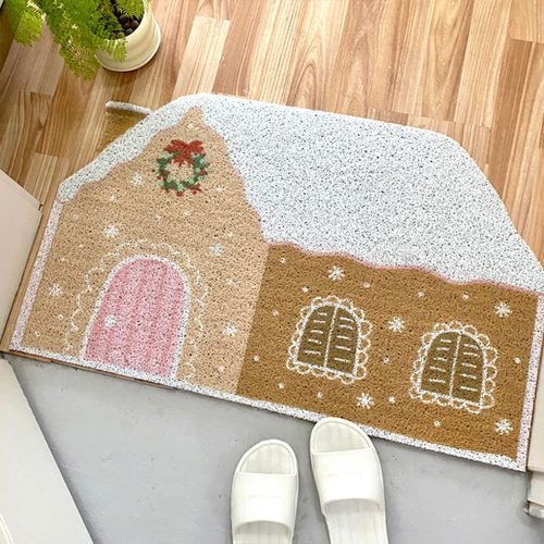 FunnyFuzzyChristmasGingerbreadHouseDurableMulti FunctionalNon SlipDecorativeHomeRug 3