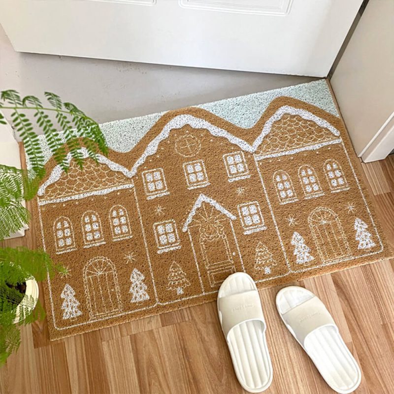 FunnyFuzzyChristmasGingerbreadHouseDurableMulti FunctionalNon SlipDecorativeHomeRug 5