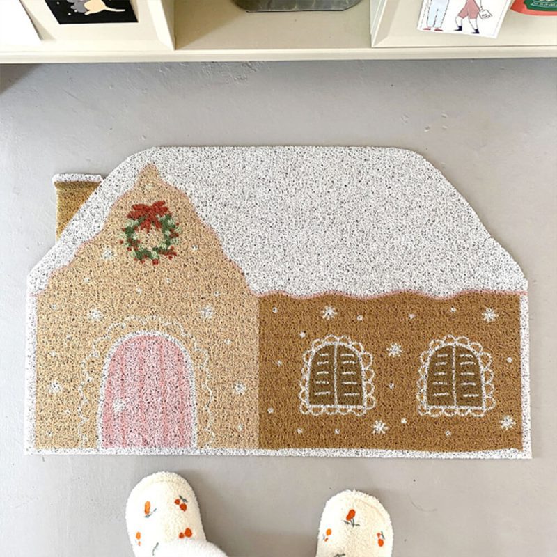 FunnyFuzzyChristmasGingerbreadHouseDurableMulti FunctionalNon SlipDecorativeHomeRug 6