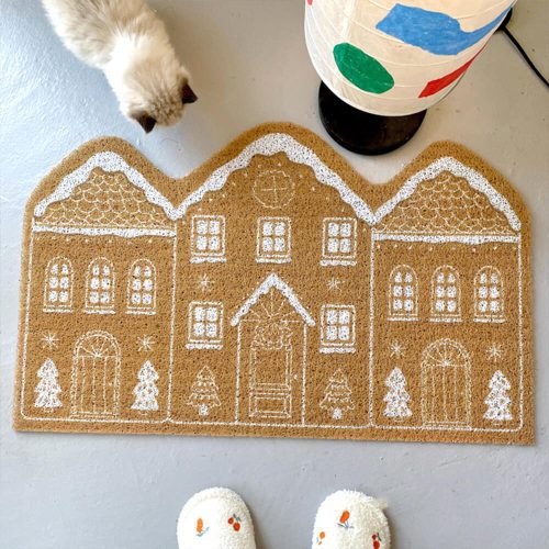 FunnyFuzzyChristmasGingerbreadHouseDurableMulti FunctionalNon SlipDecorativeHomeRug 7