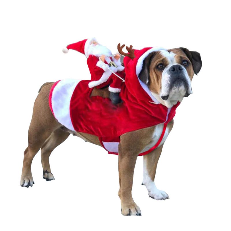 FunnyFuzzyChristmasPartySantaClausPetCosplayDogCostume 5