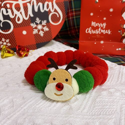 FunnyFuzzyChristmasPomPomBallOrnamentsAdjustableDog CatBibCollar 7