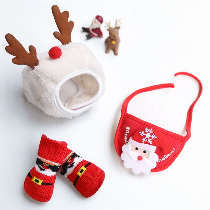 FunnyFuzzyChristmasReindeerOutfitBibHatSockShoesAccessoriesSet 2