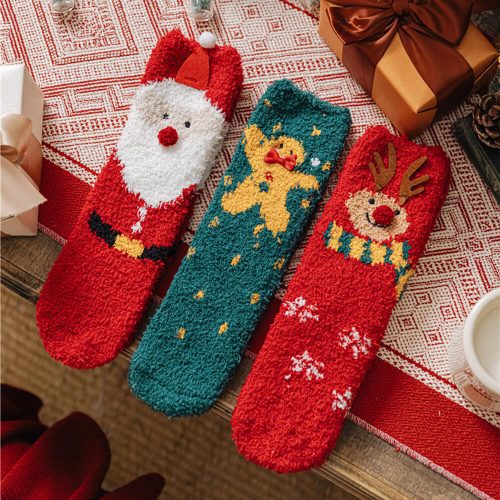 FunnyFuzzyChristmasSantaClausKnittedScarfMatchingSocksForPetAndOwner 19