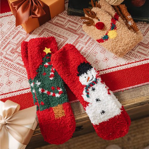 FunnyFuzzyChristmasSantaClausKnittedScarfMatchingSocksForPetAndOwner 20