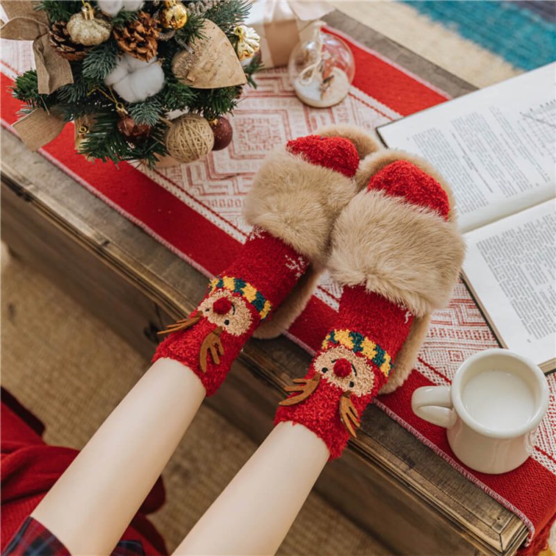 FunnyFuzzyChristmasSantaClausKnittedScarfMatchingSocksForPetAndOwner 23