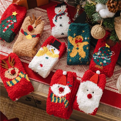 FunnyFuzzyChristmasSantaClausKnittedScarfMatchingSocksForPetAndOwner 27