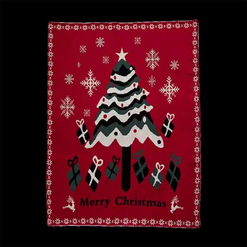 FunnyFuzzyChristmasTreePatternCozyKnittedHolidayDecorThrowBlanket 6