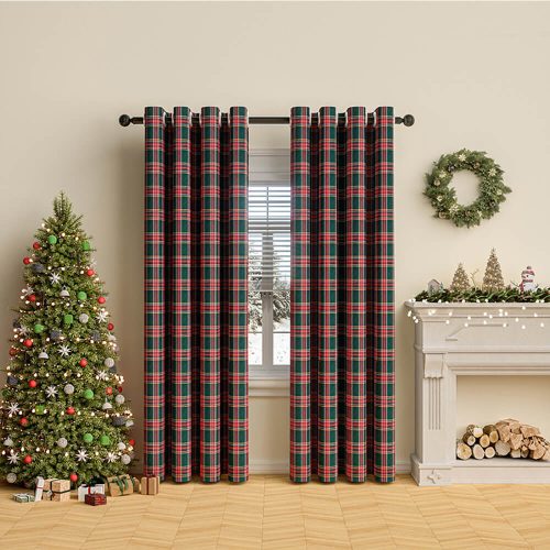 FunnyFuzzyClassicPlaidChristmasDecorativeSemi BlackoutCurtains 12