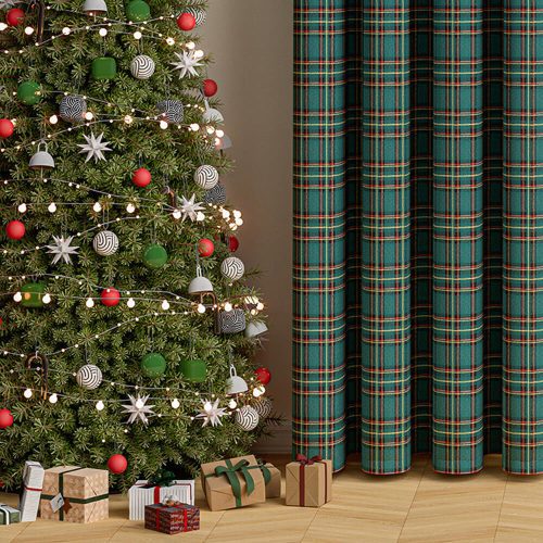 FunnyFuzzyClassicPlaidChristmasDecorativeSemi BlackoutCurtains 7