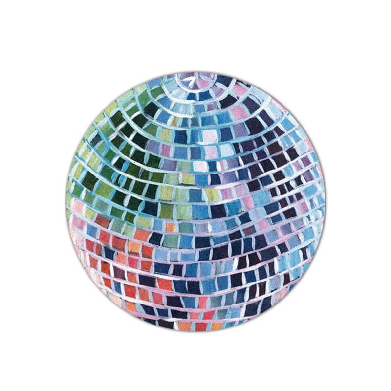 FunnyFuzzyDiscoBallColorBlockFauxCashmereRoundRug 6