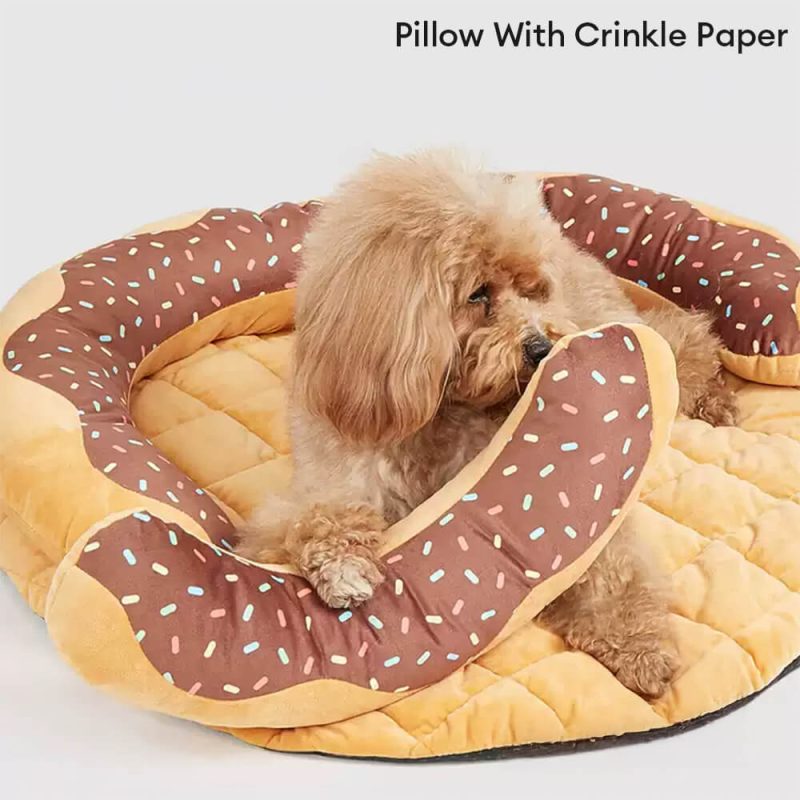 FunnyFuzzyDonutShapedMulti PurposeWashableDog CatBedwithSqueakyPillow 7