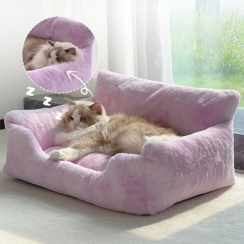 FunnyFuzzyDreamyRainbowColorPlushCozyDogSofaBed UnicornPetLounger 2