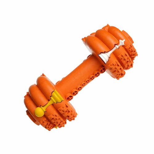 FunnyFuzzyDumbbellSiliconeSlowFeederDurableInteractiveDogToy 10