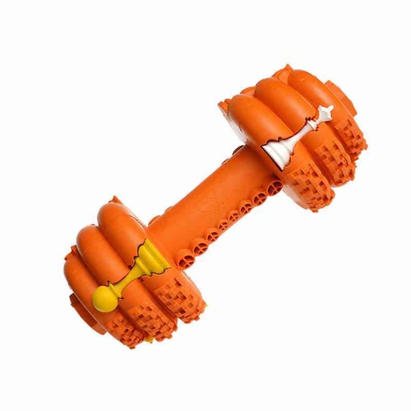 FunnyFuzzyDumbbellSiliconeSlowFeederDurableInteractiveDogToy 10