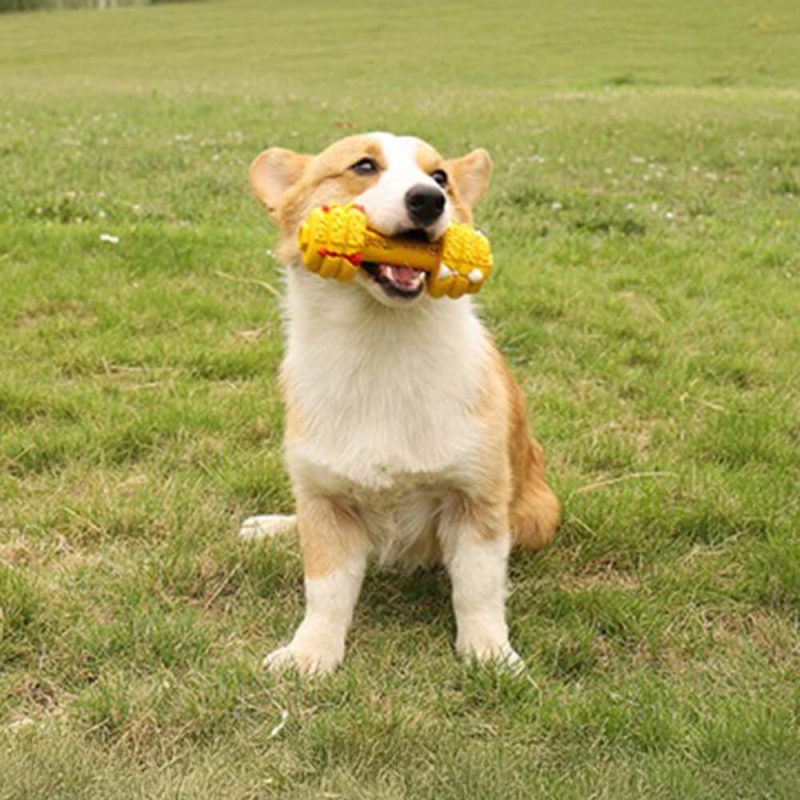 FunnyFuzzyDumbbellSiliconeSlowFeederDurableInteractiveDogToy 3