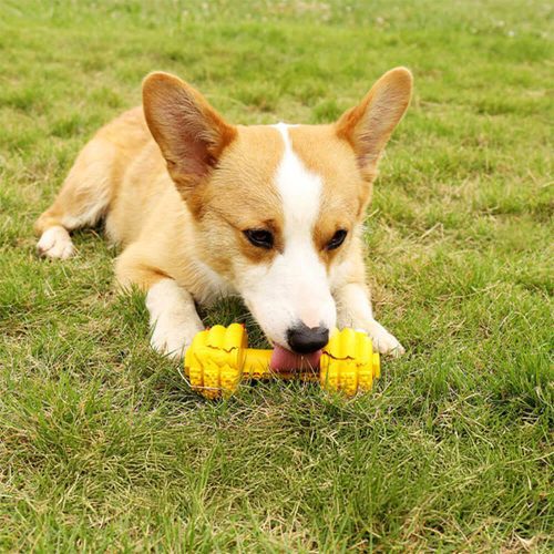 FunnyFuzzyDumbbellSiliconeSlowFeederDurableInteractiveDogToy 8