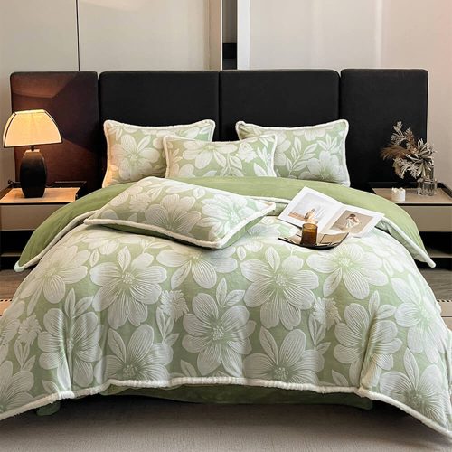 FunnyFuzzyElegantFloralEmbossedUltra SoftWarmBedSheetSet 6