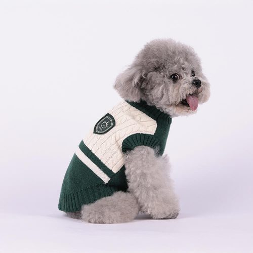 FunnyFuzzyElegantPreppyBearPatchWarmStretchSleevelessDogSweater 3