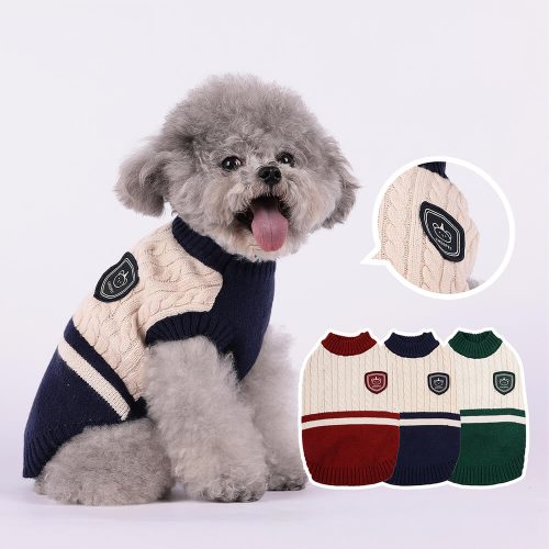 FunnyFuzzyElegantPreppyBearPatchWarmStretchSleevelessDogSweater 6