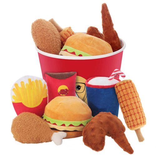 FunnyFuzzyFamilyBucketSetSqueakyPlushToyPuppyDogMealDealInteractiveToy 8