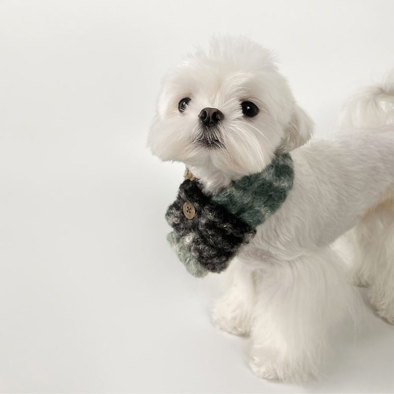 FunnyFuzzyFashionablePlaidColorBlockPlushWarmPetScarf 10